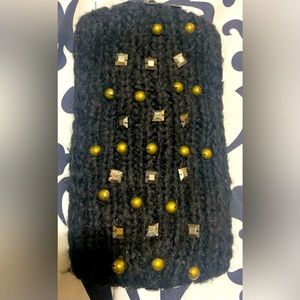 💰2/$10 Womens Head band Ear Warmer Black with Bead